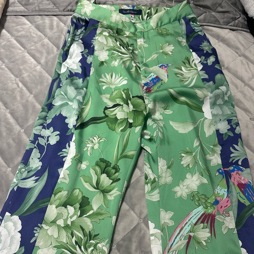 Floral Green Wide Leg Pants